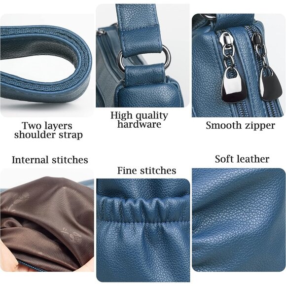 Soft PU Leather Crossbody Shoulder Bag for Women with Top Handle and Satchel - Picture 5 of 6